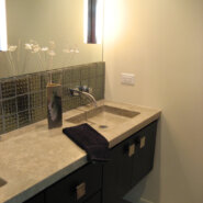 Bathroom with concrete countertops