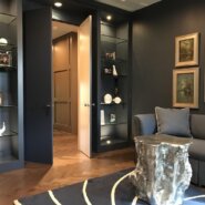 Library with custom built in cabinets